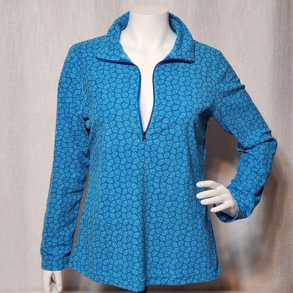 COLUMBIA 1/4 Zip Neck Fleece Blue Long Sleeve Jumper Sweater Women Size Large - Picture 3 of 10